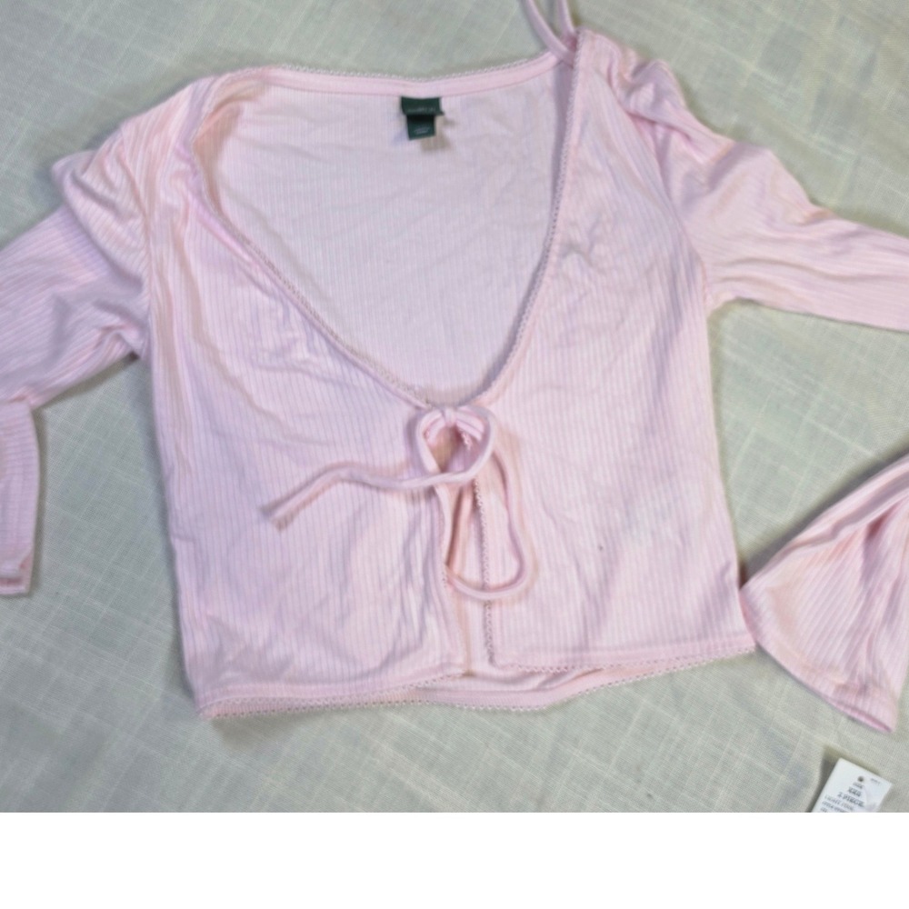 Wild Fable Pink 2 Piece Ribbed Lace Trim Midi Dress and Shrug Set XXS WFSE012J - Picture 5 of 7